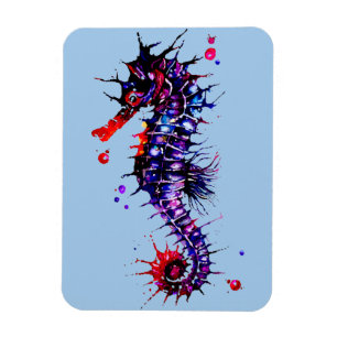 Seahorse Colorful Waterverf Magneet