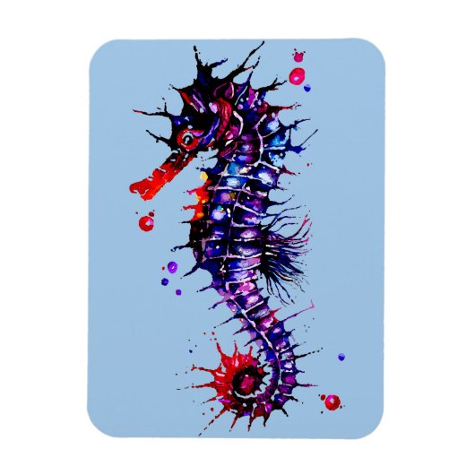 Seahorse Colorful Waterverf Magneet (Verticaal)