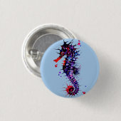 Seahorse Colorful Waterverf Ronde Button 3,2 Cm (Voorkant /achterkant)