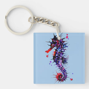 Seahorse Colorful Waterverf Sleutelhanger