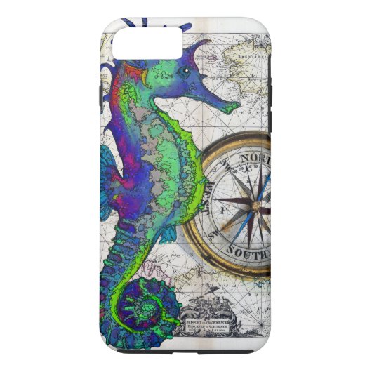 Seahorse Compass Collage Case-Mate iPhone Case (Achterkant)