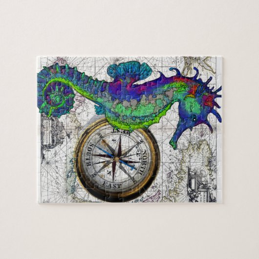 Seahorse Compass Collage Legpuzzel (Horizontaal)