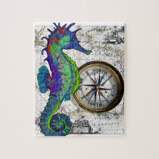Seahorse Compass Collage Legpuzzel (Verticaal)