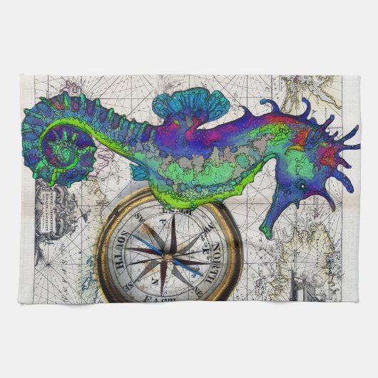 Seahorse Compass Theedoek (Horizontaal)