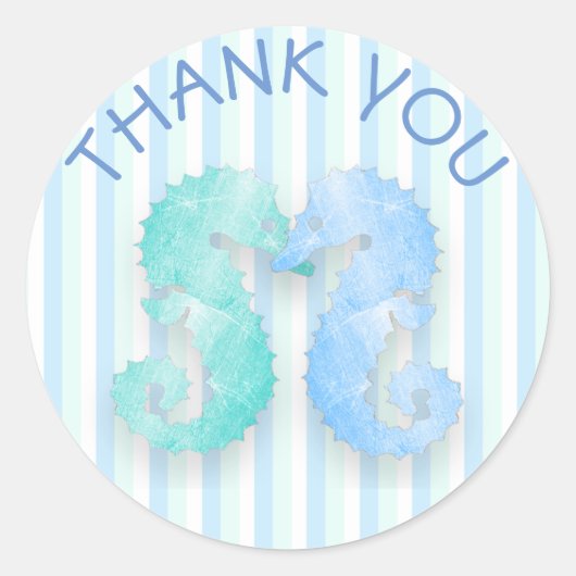 Seahorse Couple Blue Green Seapaarden Kiss Sticker (Voorkant)