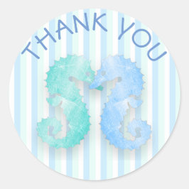 Seahorse Couple Blue Green Seapaarden Kiss Sticker