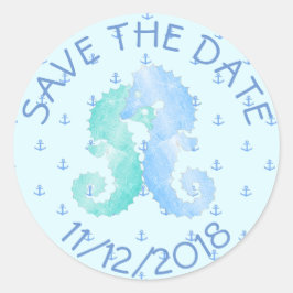Seahorse Couple Blue Green Seapaarden Stickers