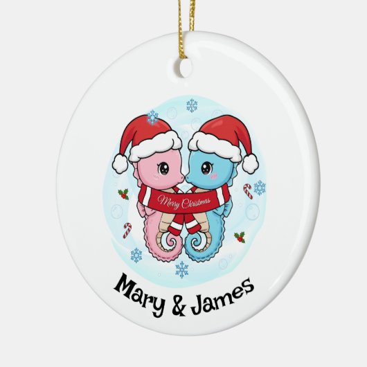 Seahorse Couple Personalized Christmas Ornament (Links)