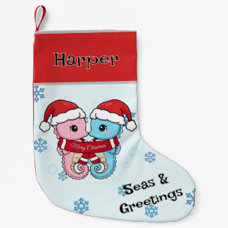 Seahorse Couple Personalized Christmas Stocking Kleine Kerstsok