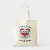 Seahorse Couple Personalized Christmas Tote Bag (Voorkant)
