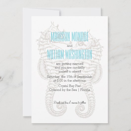 Seahorse Couple Summer Beach Weddenschap Kaart (Voorkant)