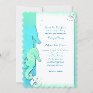 Seahorse Couple Wedding Parents Uitnodiging