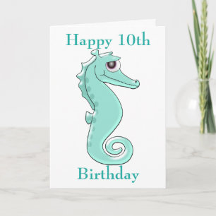 Seahorse Design Gepersonaliseerde 10e verjaardag Kaart