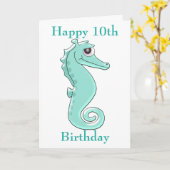 Seahorse Design Gepersonaliseerde 10e verjaardag Kaart (Gele Bloem)