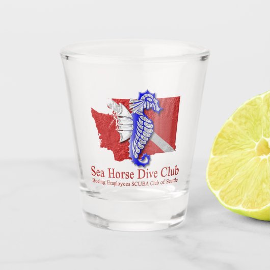 SeaHorse Dive Club Logo Shot Glass Shot Glas (Voorkant)