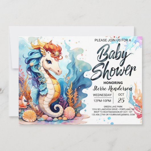 Seahorse Dreamscape Baby shower Kaart (Voorkant)