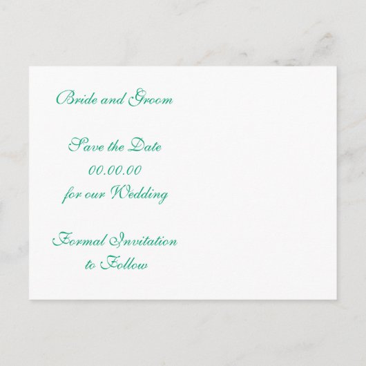 Seahorse emerald, koraalbruiloft Save the Date Aankondigingskaart (Achterkant)