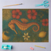 Seahorse en Hibiscus Nautische Fantasy Decoupage Tissuepapier (Craft)