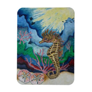Seahorse en Sandollar Fridge Magnet Magneet