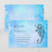 Seahorse en Seashell nautische bruiloft RSVP Kaartje (Voorkant / Achterkant)