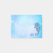 Seahorse en Seashell on Blue Waterverf Post-it® Notes (Voorkant)