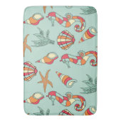 Seahorse en Seashell Pattern Blauwgroen Badmat (Voorkant Verticaal)