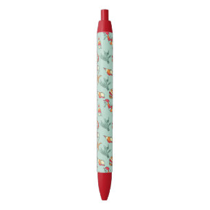 Seahorse en Seashell Pattern Blauwgroen Zwarte Inkt Pen