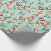 Seahorse en Seashell Pattern Cadeaupapier (Hoek)