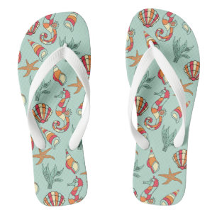 Seahorse en Seashell Pattern Teenslippers
