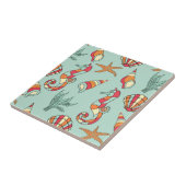 Seahorse en Seashell Pattern Tegeltje (Zijkant)