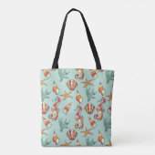 Seahorse en Seashell Pattern Tote Bag (Achterkant)