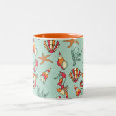 Seahorse en Seashell Pattern Tweekleurige Koffiemok (Center)