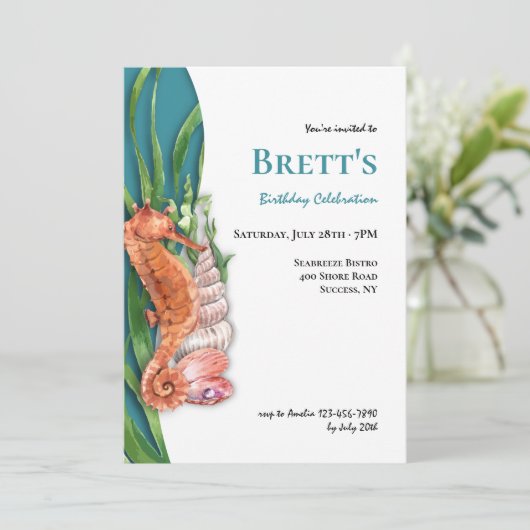 Seahorse en Seashells Kaart (Staand voorkant)
