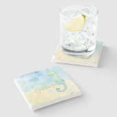 Seahorse en Starfish   Stenen Onderzetter (Zijkant)