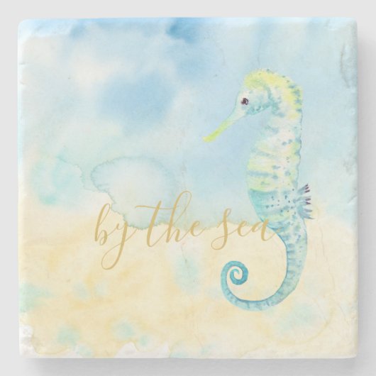Seahorse en Starfish   Stenen Onderzetter (Voorkant)