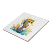 Seahorse fantasy blauw goud onder het zee tegeltje (Zijkant)