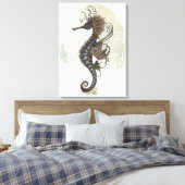 Seahorse fantasy, blue green artwork canvas afdruk (Insitu (Slaapkamer))