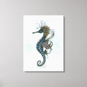 Seahorse fantasy, blue green artwork canvas afdruk (Voorkant)