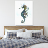 Seahorse fantasy, blue green artwork canvas afdruk (Insitu (Slaapkamer))