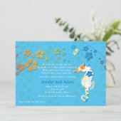 Seahorse Floral repesial Dinner Party Invitation Kaart (Staand voorkant)