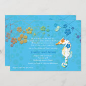 Seahorse Floral repesial Dinner Party Invitation Kaart (Voorkant / Achterkant)