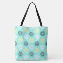 Seahorse Flowers Aqua Canvas tas