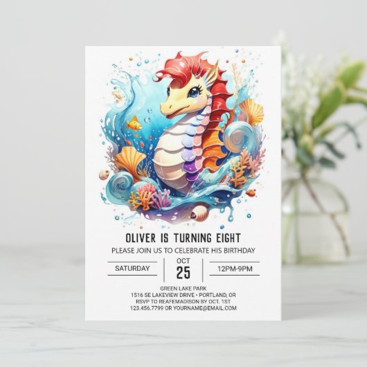 Seahorse fluistert onderwater Verjaardag Kaart (Staand voorkant)