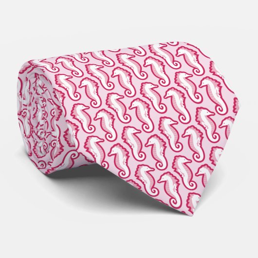 Seahorse Frolic Stropdas - Roze (Opgerold)