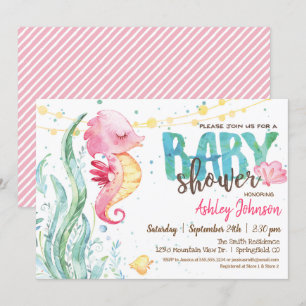 Seahorse, Girl Baby shower call Kaart