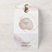 Seahorse glitter abstract kuststrand goudroze all in one uitnodiging (Buitenkant)