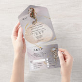 Seahorse glitter jelly fish abstract strand bruilo all in one uitnodiging (Afscheurbaar)