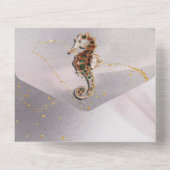 Seahorse glitter jelly fish abstract strand bruilo all in one uitnodiging (Achterkant)