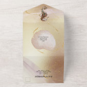 Seahorse glitter kwal roze goudstrand alle i all in one uitnodiging (Buitenkant)