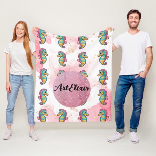 Seahorse Glitters Print Fleece Deken (In situ)